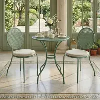 Casa Padrino Ensemble de jardin de luxe, style Art nouveau, en fer forgé, vert / crème - Mobilier d'hôtel et de jardin