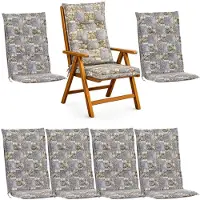BURI 4x Coussin pour chaise de jardin 120x48cm Coussin pour chaise de jardin en mosaïque grise avec 7cm de mousse épaisse
