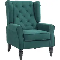HOMCOM Fauteuil de salon, fauteuil capitonné avec pieds en bois, assise large, grand confort, style classique, 74 x 86 x 102 cm, vert