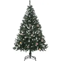 Youjia Arbre de Noël artificiel, 676 branches, 41 cônes, pointes enneigées, ignifugé, 180 cm