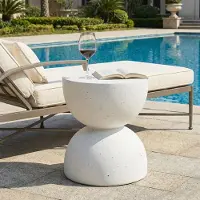 SUCCESS COURIER Table d'appoint moderne en MgO, légère et pratique, table d'extérieur blanche pour le jardin, la terrasse et l'intérieur