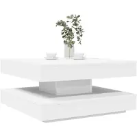 vidaXL Table basse pivotante à 360 degrés Blanc 70x70x34,5 cm