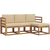 vidaXL Ensemble de salon de jardin, 4 pièces, couleurs naturelles et beige