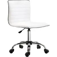 Youjia Chaise de bureau sans accoudoirs, réglable en hauteur de 78 à 90 cm, fauteuil de salon de beauté avec dossier, charge maximale de 120 kg, cuir, blanc