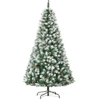 Youjia Arbre de Noël artificiel, 800 branches, 61 cônes, pointes enneigées, ignifugé, 180 cm