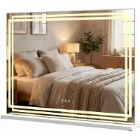 Costway Miroir cosmétique éclairé à LED , miroir de maquillage, miroir Hollywood avec 3 modes de luminosité réglables ettactile intelligente 80 x 14 x 62 cm
