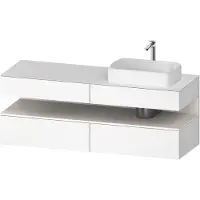 Duravit Collection One Meuble sous-vasque sur console, 2 tiroirs, découpe à droite, 1600x550x600mm, niche blanc supermat, QA4778084180010