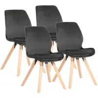 CLP Ensemble de 4 chaises de salle à manger , rembourrées, modèle Luna, chaise moderne avec dossier, couleur gris foncé, revêtue en velours
