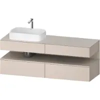 Duravit Collection One Meuble sous-vasque sur console, 2 tiroirs, 2 coulissants, découpe à gauche, 1600x550x600mm, niche Taupe Supermatt, QA4777083910000
