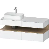 Duravit Collection One Meuble sous-vasque sur console, 2 tiroirs, 2 coulissants, découpe à gauche, 1400x550x600mm, niche en chêne naturel, QA4765030180010