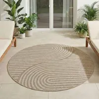 Carpetsale24 Tapis d’Extérieur Imperméable et Résistant aux UV Idéal pour Cuisine Balcon Terrasse Jardin et Salon, Taille: 200 cm Rond