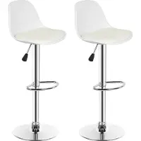 WYCTIN 2 tabourets de bar chaise de bar réglable en hauteur 360° pivotant similicuir,blanc