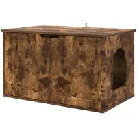 vidaXL Maison pour chat en chêne fumé 85 x 55 x 50,5 cm, bois d'ingénierie