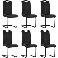 Syfax Chaises à manger cantilever lot de 6 noir similicuir