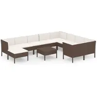 Syfax Salon de jardin 11 pcs avec coussins Résine tressée Marron