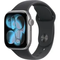 Apple Watch Series 11 GPS, 42mm, Boîtier Aluminium Space Grey, Bracelet Sport Noir S/M
