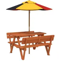 Syfax Table de pique-nique pour 4 enfants avec parasol bois de sapin