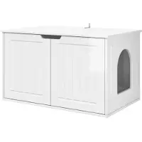vidaXL Maison pour chat, blanc brillant, 85 x 55 x 50,5 cm, aggloméré