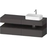 Duravit Collection One Meuble sous-vasque sur console, 2 tiroirs, découpe à droite, 1600x550x600mm, niche graphite super mate, QA4778080490000