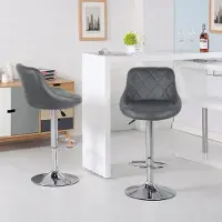 WYCTIN Lot de 2 tabourets de bar en similicuir hauteur réglable 360° pivotant piètement gris