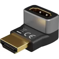 Wentronic Adaptateur HDMI coudée 90 verticale, 8K @ 60 Hz, dorée -