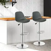 Supfine lot de 2 tabourets de bar Chaise de bar en similicuir réglable en hauteur pivotant gris foncé