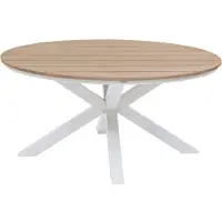 Hespéride Table De Jardin Oriengo Bois D'acacia Blanc Ø111,5 X H.75,5 Cm