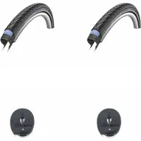 Schwalbe 2 pneus à tringle rigide MARATHON PLUS 28x1,40 + 2 chambres à air AV17 en vrac