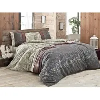 Syfax Parure de Lit Housse de Couette 220 x 240 cm, 2 Taies d'Oreiller 60 x 60 cm, 65% Coton 35% Polyester, Gris