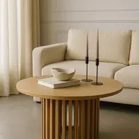 Dekori.Interiors Table basse DOVER, 75 cm, minimaliste et intemporelle - Chêne Craft Golden