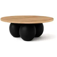 Dekori.Interiors DEKORI_INTERIORS, table basse ronde BELLY de 60 cm, style moderne (chêne imitation bois doré/noir)
