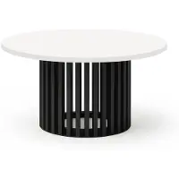 Dekori.Interiors Table basse DOVER, 75 cm, design minimaliste et intemporel - Blanc/Noir