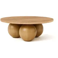 Dekori.Interiors DEKORI_INTERIORS, table basse ronde BELLY 75 cm de style moderne (chêne Craft Golden/Craft Golden)