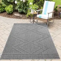 HomebyHome Tapis Intérieur Extérieur Style Scandinave Boho Uni Effet Haut Bas Imperméable Salon Balcon Terrasse, Taille: 160x230 cm