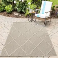 HomebyHome Tapis Intérieur Extérieur Style Scandinave Boho Uni Effet Haut Bas Imperméable Salon Balcon Terrasse, Taille: 80x250 cm