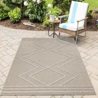 HomebyHome Tapis Intérieur Extérieur Style Scandinave Boho Uni Effet Haut Bas Imperméable Salon Balcon Terrasse, Taille: 140x200 cm
