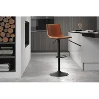 Meublorama Tabouret de bar style vintage coloris cognac. Collection SOUL