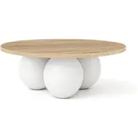Dekori.Interiors DEKORI_INTERIORS, table basse ronde BELLY 75 cm de style moderne (chêne Sonoma/blanc)