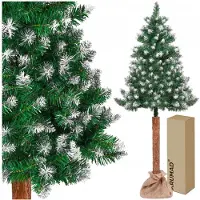 Krumad Arbre de Noël artificiel sur tronc 180 cm - aspect diamant avec effet neige, aiguilles naturelles, support stable