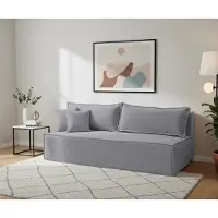VENASI TIMO Canapé-lit Cord POSO avec fonction couchage 200x150 cm & coffre de rangement Canapé rembourré GRIS
