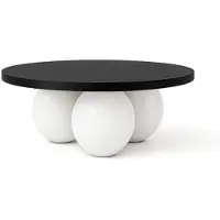 Dekori.Interiors DEKORI_INTERIORS, table basse ronde BELLY 75 cm de style moderne (chêne noir/blanc)