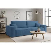 VENASI Canapé-lit modèle Hugo, tissu corduroy bleu
