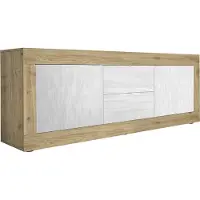Meublorama Buffet 4 portes, collection SKY, blanc laqué, idéal pour cuisine/salle à manger design