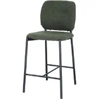 Meublorama Chaise de comptoir RITA – Tissu vert – Pieds en métal noir – Hauteur 99 cm – Style design/industriel
