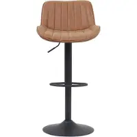 Meublorama Tabouret de bar style vintage coloris cognac. Collection FERNAND