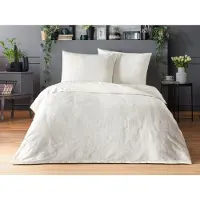 Brotex® Linge de lit jacquard de luxe 200x200, draps 70x90cm blanc cassé