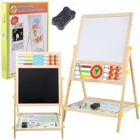 Extralink Toys | Double-sided Board for Kids | Chalk, Magnetic, Dry Erase, Abacus, Clock