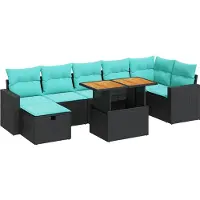vidaXL Ensemble de jardin canapé 8 pièces avec coussins Gris Poly rotin Acacia