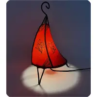 SIMANDRA Lampe orientale Lampe au henné Lampe marocaine en cuir Lampe de table Lampadaire Henné Tissir Orient 35-38 cm, rouge