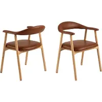 Freiraum Fauteuil avec accoudoirs « Addi » (lot de 2) en marron,Polyuréthane- 56 x 75,5 x 54 cm (L x H x P)